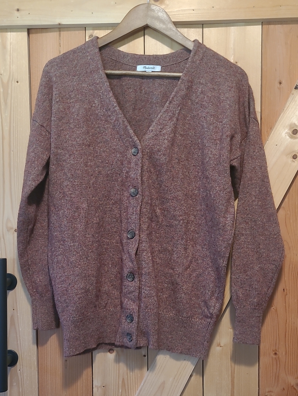 Madewell Women's Rust Brown Button-Front Wool Blend Cardigan Sweater